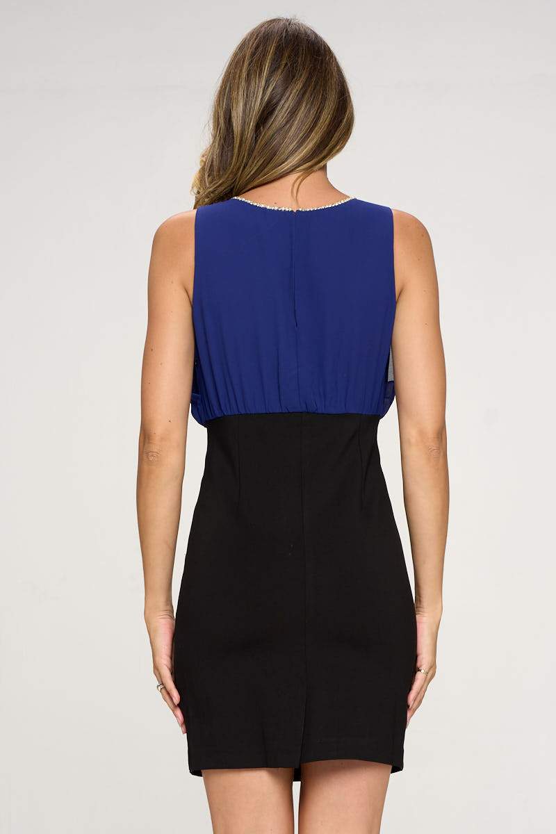 Sleeveless Two - Tone Fitted Dress - Wear and Wander