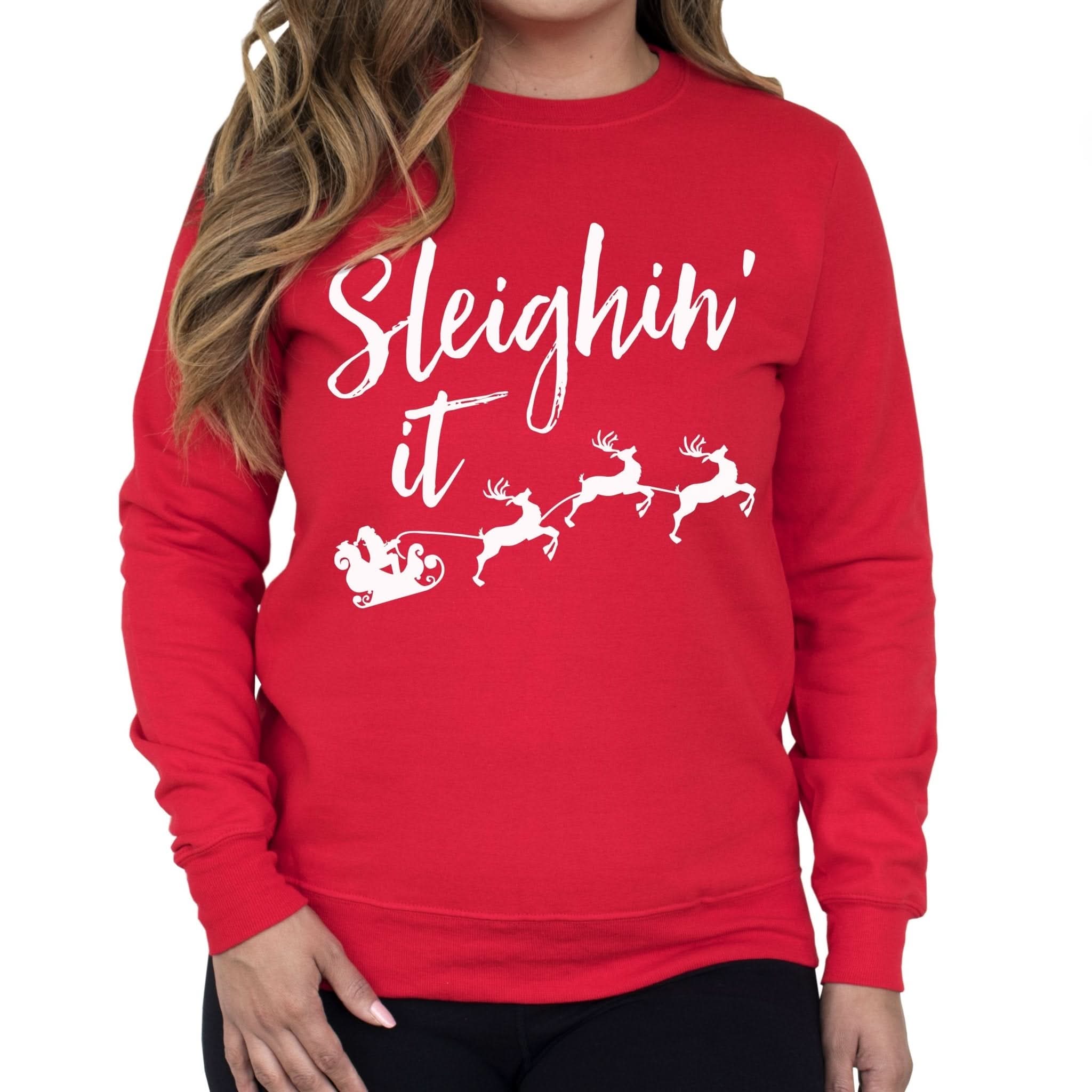 Sleighin It Christmas Crew Neck Sweatshirt - Wear and Wander