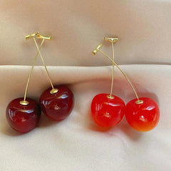 Small Fresh Sweet Lovely Cherry Cherries Cherries Earrings Pendant Fruit Earrings Red Cherry Earrings Charm Jewelry - Wear and Wander