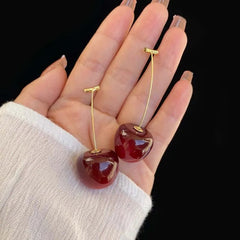 Small Fresh Sweet Lovely Cherry Cherries Cherries Earrings Pendant Fruit Earrings Red Cherry Earrings Charm Jewelry - Wear and Wander