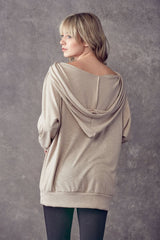 Solid Scoop Neck Loose Hoodie - Wear and Wander