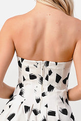 Strapless Printed A - Line Dress - Wear and Wander