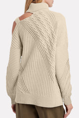 Strapped Cut out Shoulder Turtleneck Sweater - Wear and Wander