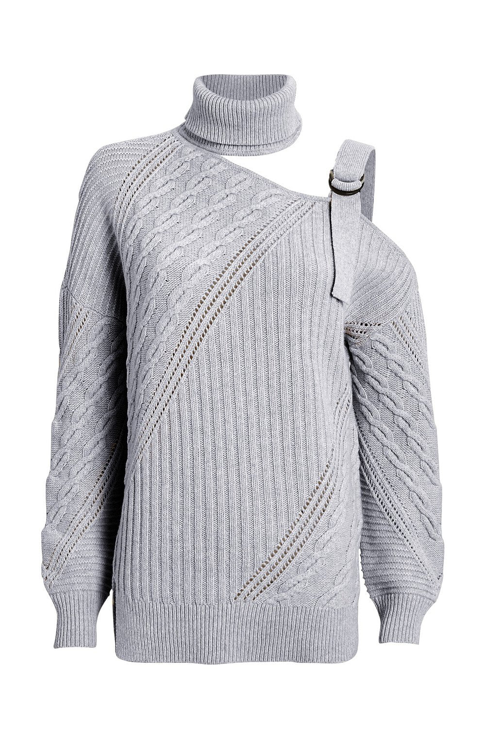 Strapped Cut out Shoulder Turtleneck Sweater - Wear and Wander