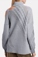 Strapped Cut out Shoulder Turtleneck Sweater - Wear and Wander