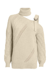 Strapped Cut out Shoulder Turtleneck Sweater - Wear and Wander