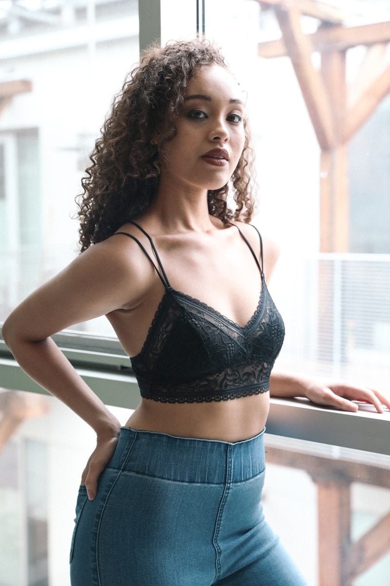 Strappy Back Geometric Lace Bralette - Wear and Wander