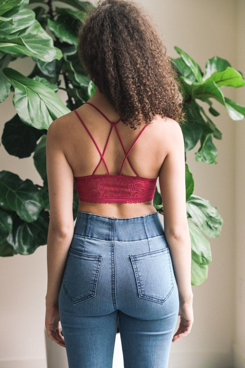 Strappy Back Geometric Lace Bralette - Wear and Wander