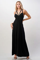 Strappy V - Neck Maxi Dress with Flowy Silhouette - Wear and Wander