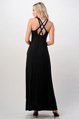 Strappy V - Neck Maxi Dress with Flowy Silhouette - Wear and Wander