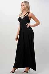 Strappy V - Neck Maxi Dress with Flowy Silhouette - Wear and Wander