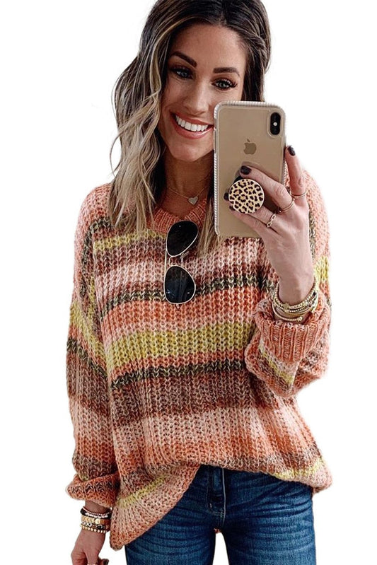 Stripe Color Block Chunky Sweater - Wear and Wander