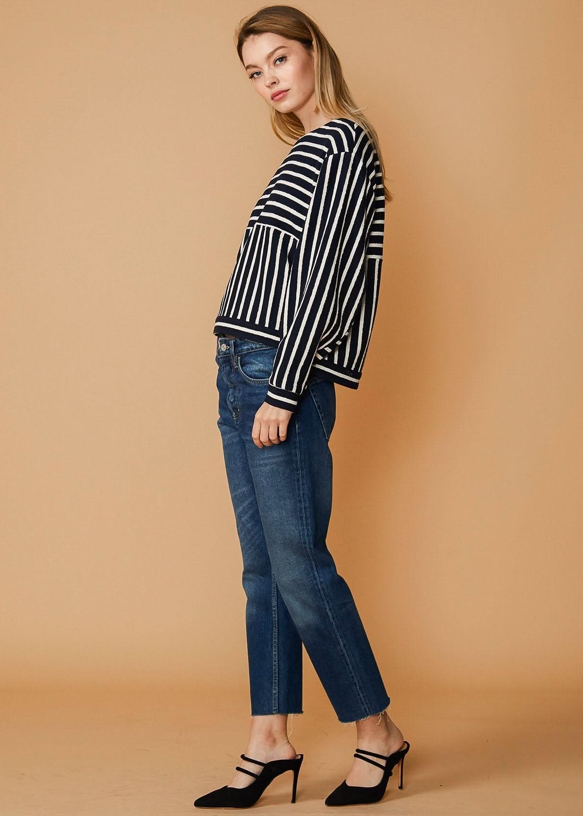 Stripe Dolman Sweatshirt in Midnight stripe - Wear and Wander