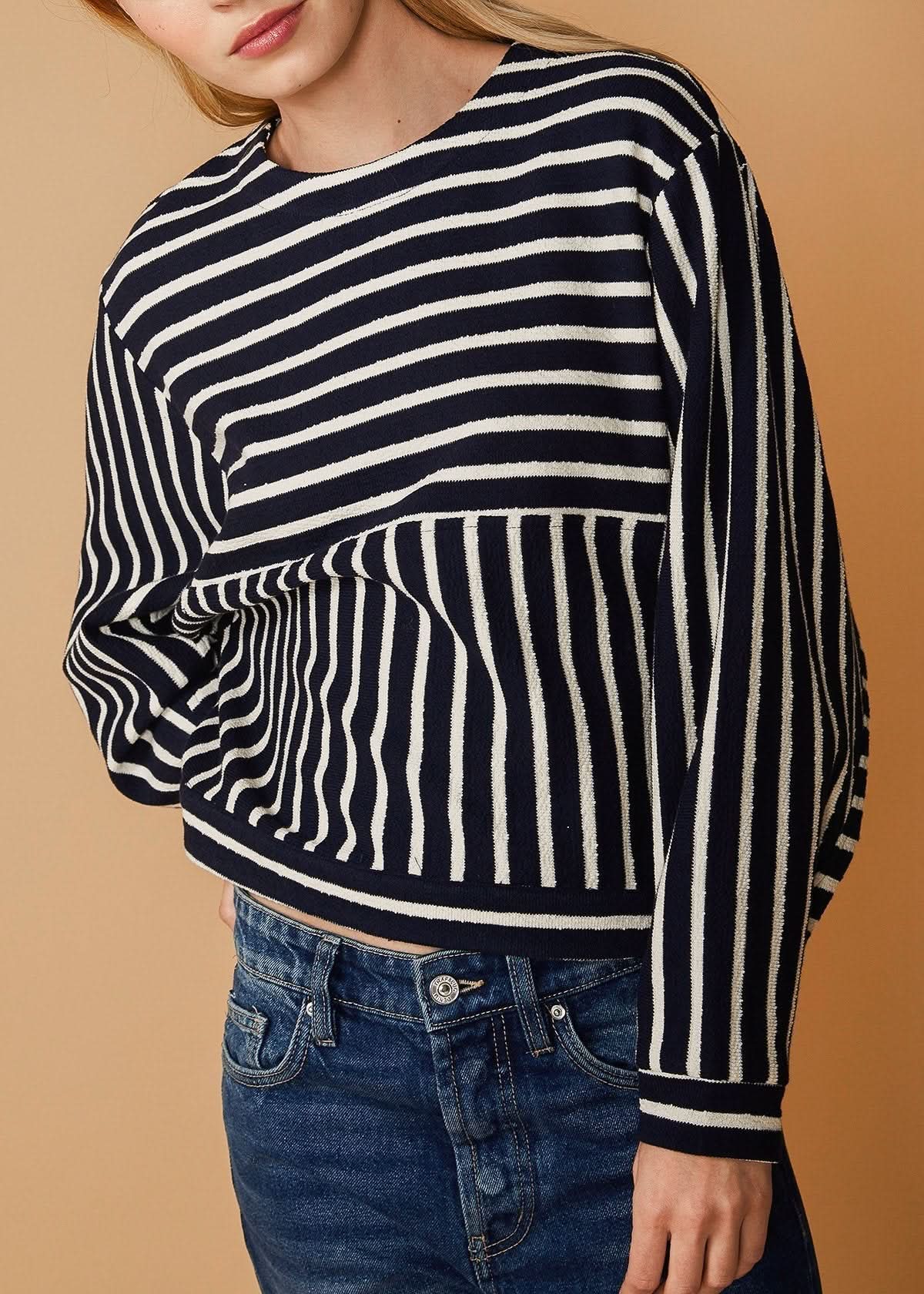 Stripe Dolman Sweatshirt in Midnight stripe - Wear and Wander