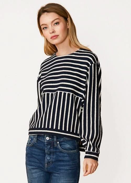 Stripe Dolman Sweatshirt in Midnight stripe - Wear and Wander