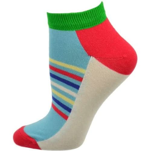 Striped Colorful Vibrant Ankle 2 Pr. Pack Cotton Socks - Wear and Wander