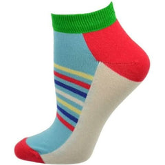 Striped Colorful Vibrant Ankle 2 Pr. Pack Cotton Socks - Wear and Wander