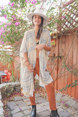 Striped Frayed Colorful Kimono - Wear and Wander
