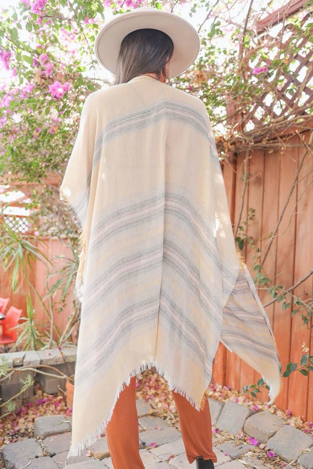 Striped Frayed Colorful Kimono - Wear and Wander