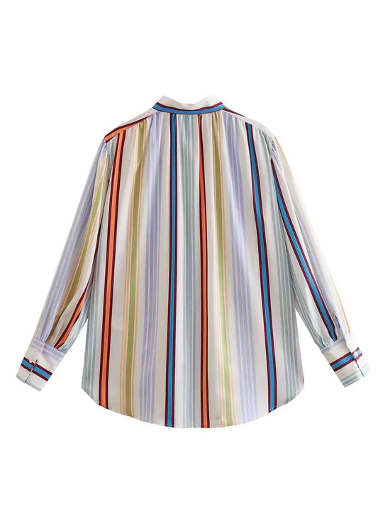 Striped Lantern Sleeve Shirt - Wear n Wander