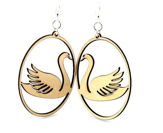 Swan in Oval Earrings  1060 - Wear and Wander