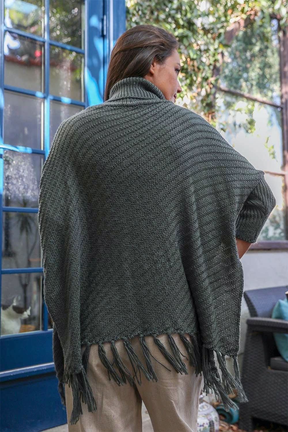 Sweater Weather Roll - Neck Poncho - Wear and Wander