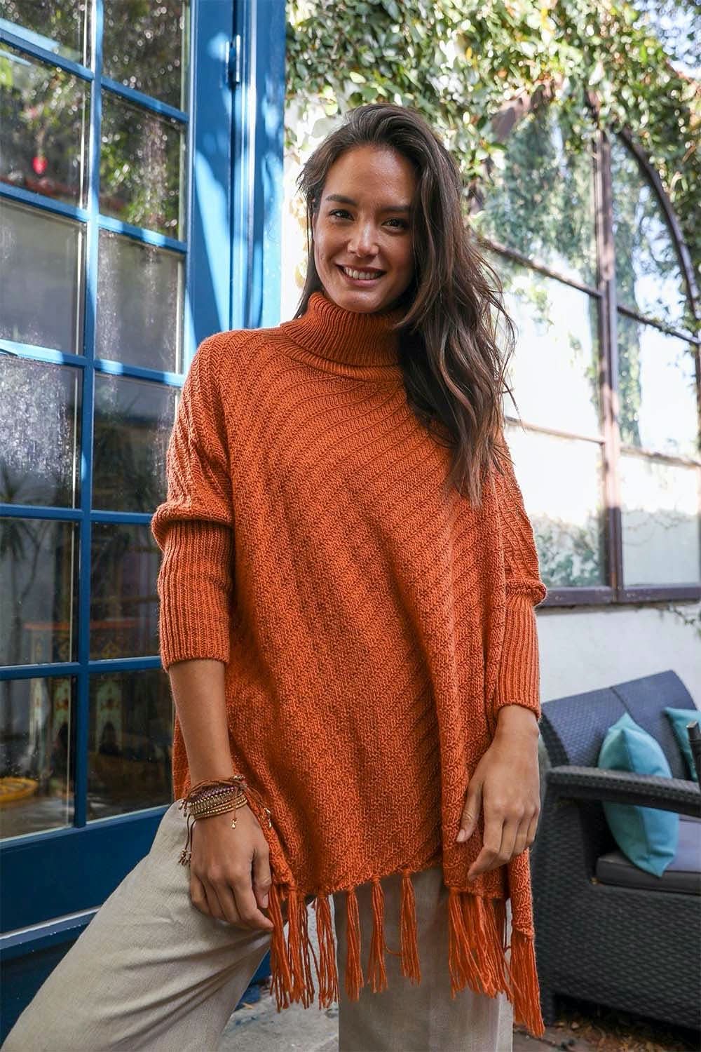 Sweater Weather Roll - Neck Poncho - Wear and Wander