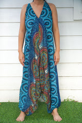 Teal Mandala Boho Hippie Jumpsuit Rompers - Wear and Wander