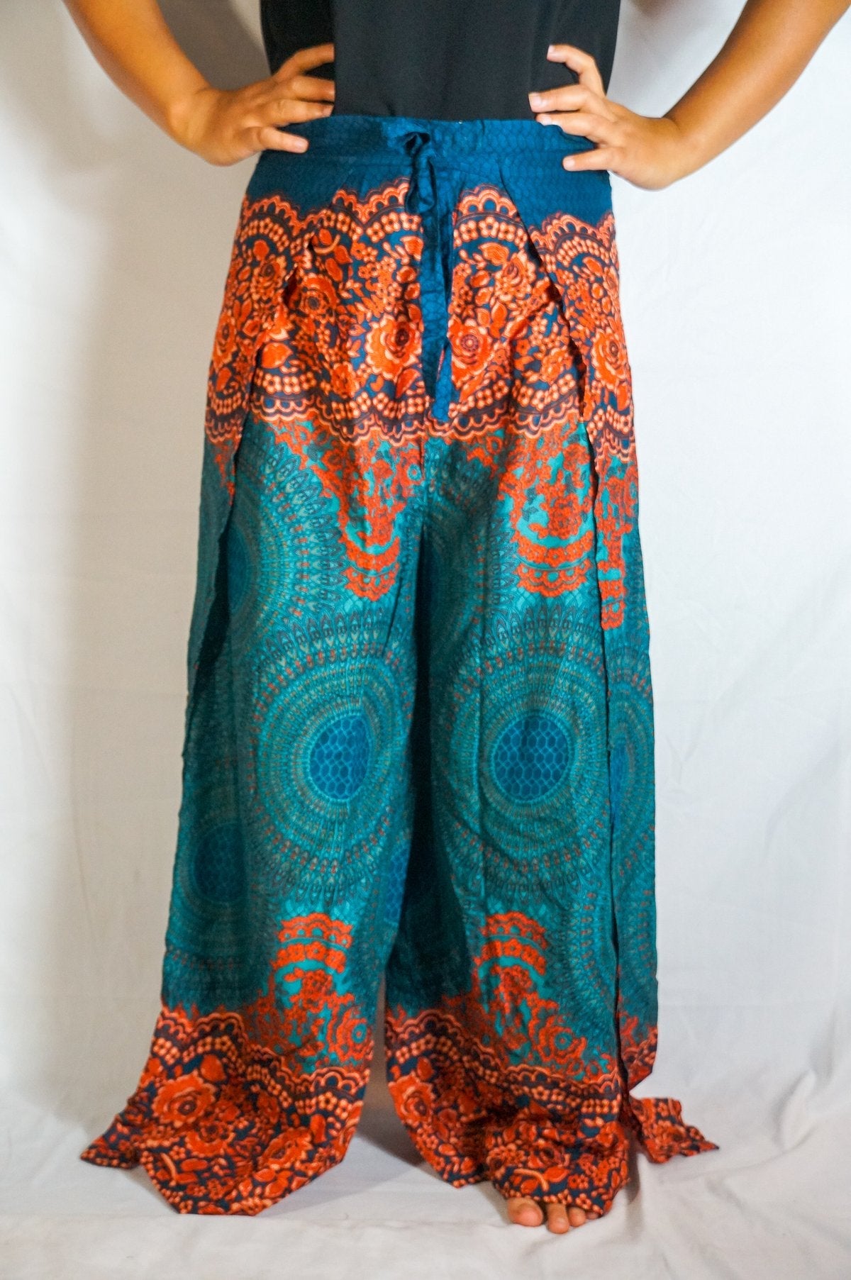 Teal Palazzo Wrap Pants, Hippie Pants, Boho Pants, Harem Flow Pants - Wear and Wander