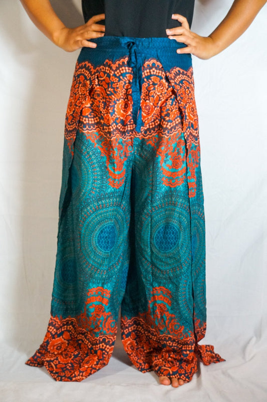 Teal Palazzo Wrap Pants, Hippie Pants, Boho Pants, Harem Flow Pants - Wear and Wander