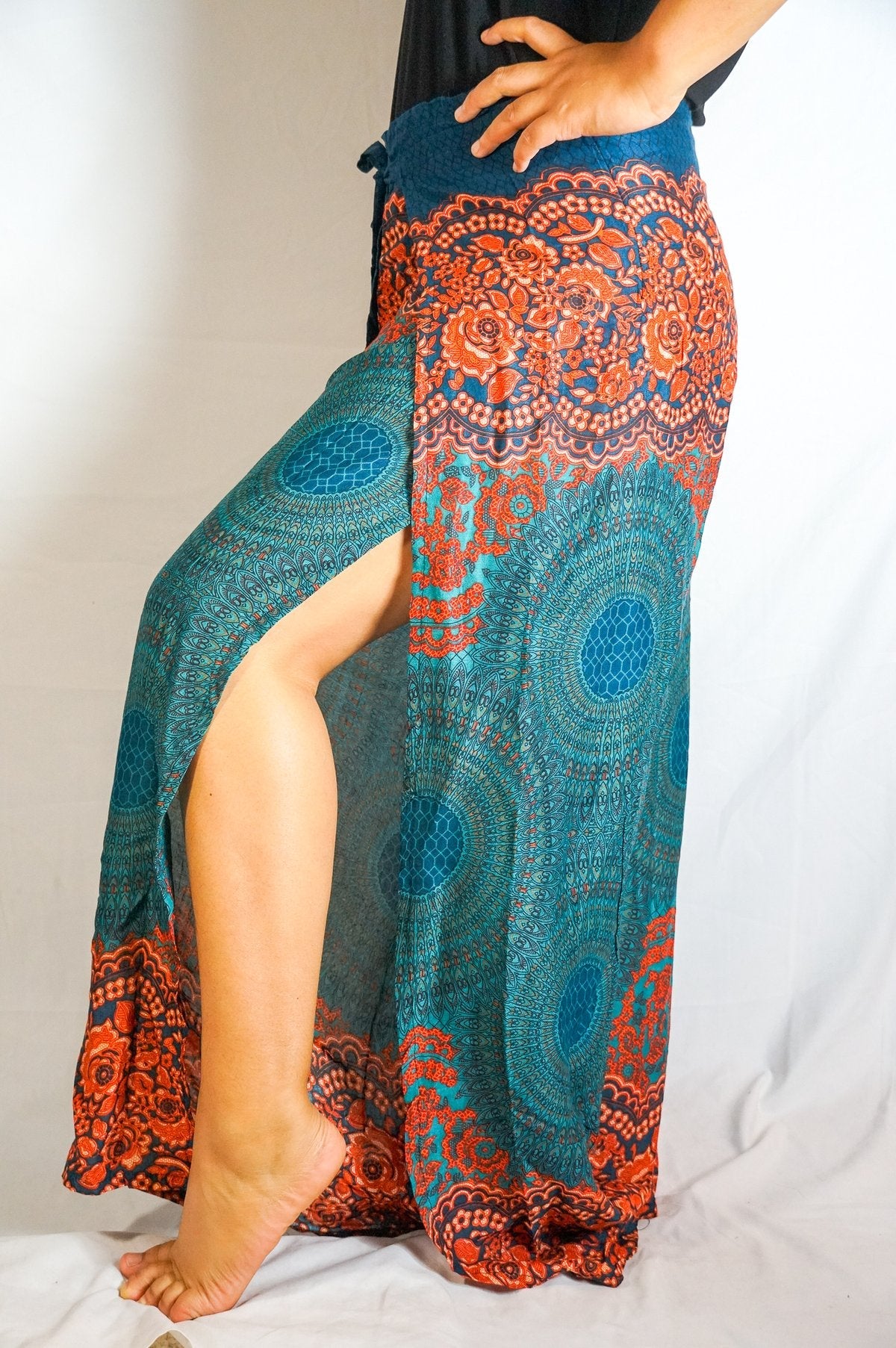 Teal Palazzo Wrap Pants, Hippie Pants, Boho Pants, Harem Flow Pants - Wear and Wander