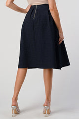 Textured A - Line Midi Skirt with Pleats - Wear and Wander