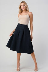 Textured A - Line Midi Skirt with Pleats - Wear and Wander