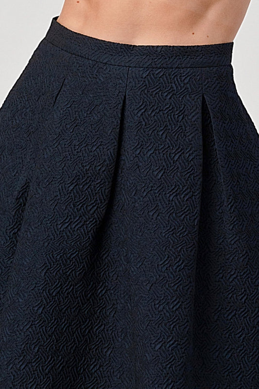 Textured A - Line Midi Skirt with Pleats - Wear and Wander