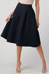 Textured A - Line Midi Skirt with Pleats - Wear and Wander