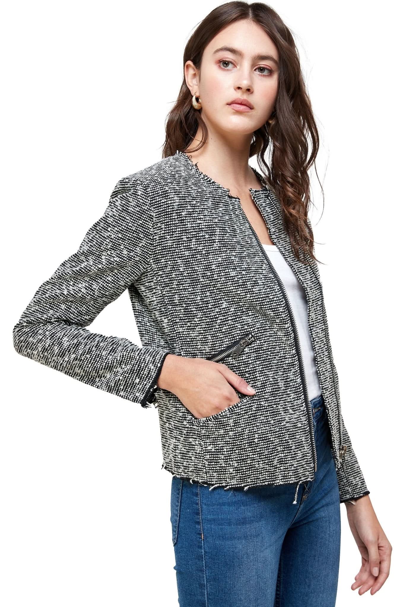 Textured Zip - Up Jacket – Casual Elegance - Wear and Wander