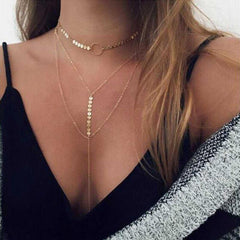 Three Layer Lariat Choker Necklace - Wear and Wander