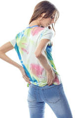 Tie - Dye Twist Front Short Sleeve Top - Wear and Wander