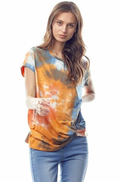 Tie - Dye Twist Front Short Sleeve Top - Wear and Wander