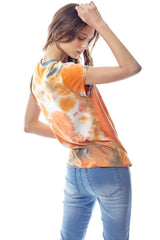 Tie - Dye Twist Front Short Sleeve Top - Wear and Wander