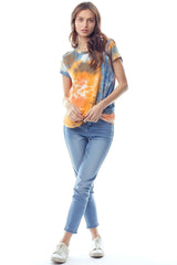 Tie - Dye Twist Front Short Sleeve Top - Wear and Wander