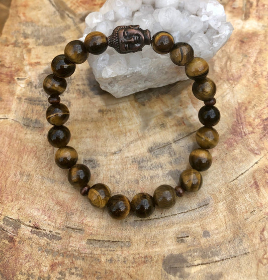 Tiger Eye & Buddha Gemstone Bracelet! Natural Gemstones! - Wear and Wander