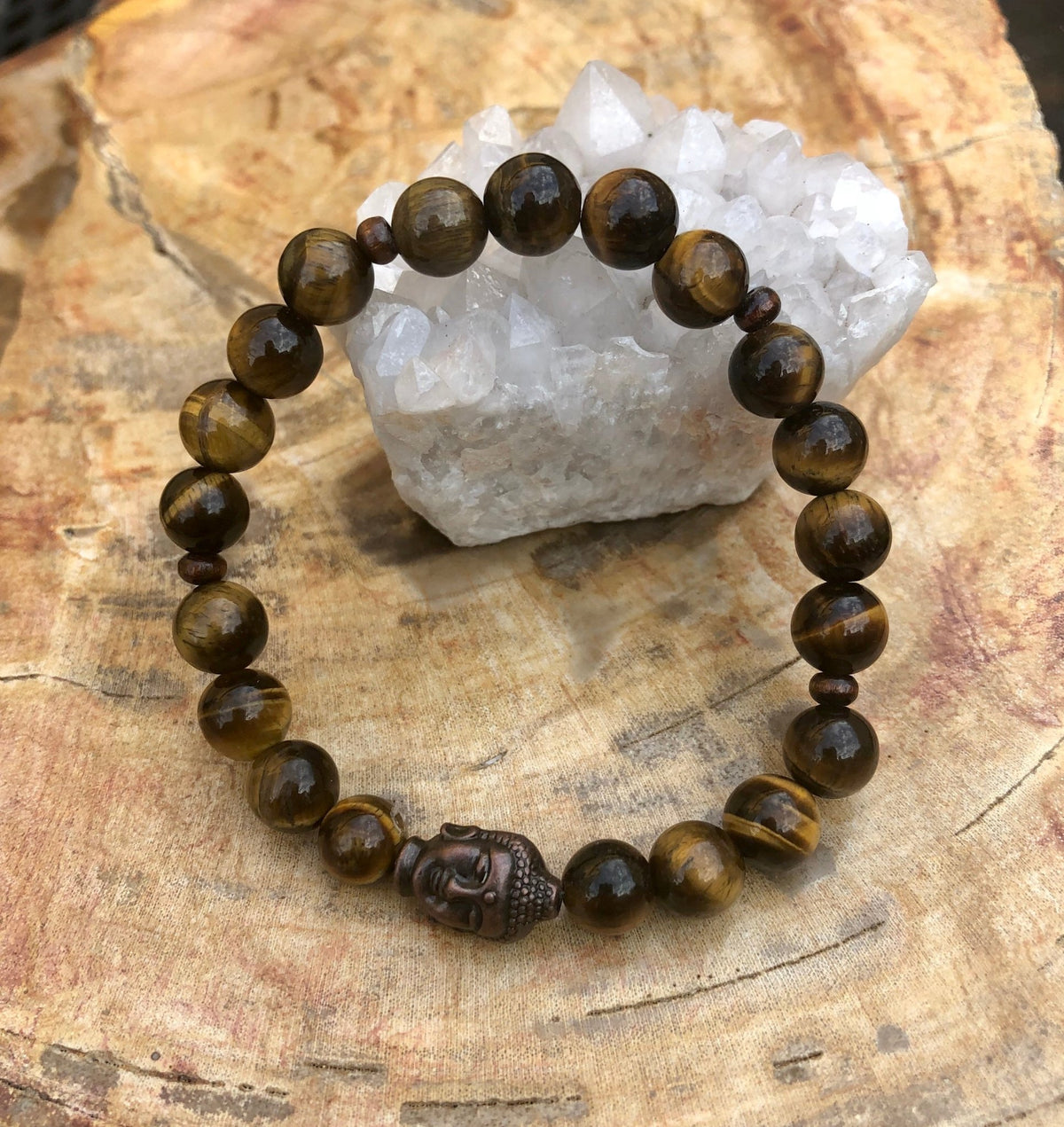 Tiger Eye & Buddha Gemstone Bracelet! Natural Gemstones! - Wear and Wander