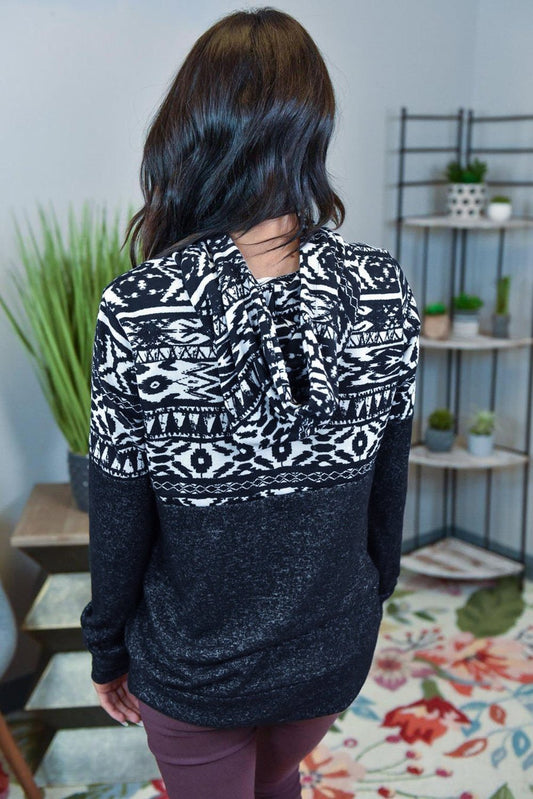 Tribal Print Patchwork Hoodie - Wear and Wander