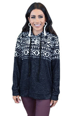 Tribal Print Patchwork Hoodie - Wear and Wander