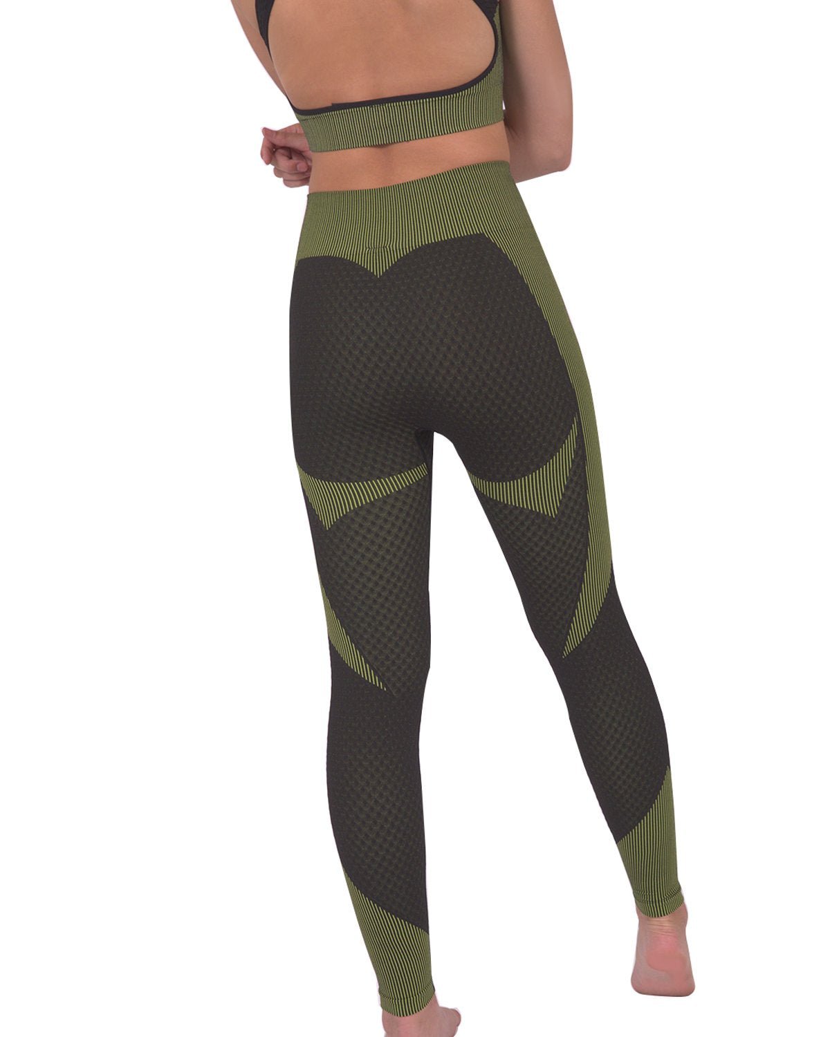 Trois Seamless Legging - Black with Green - Wear and Wander