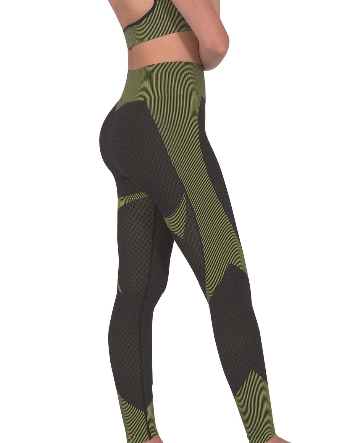 Trois Seamless Legging - Black with Green - Wear and Wander