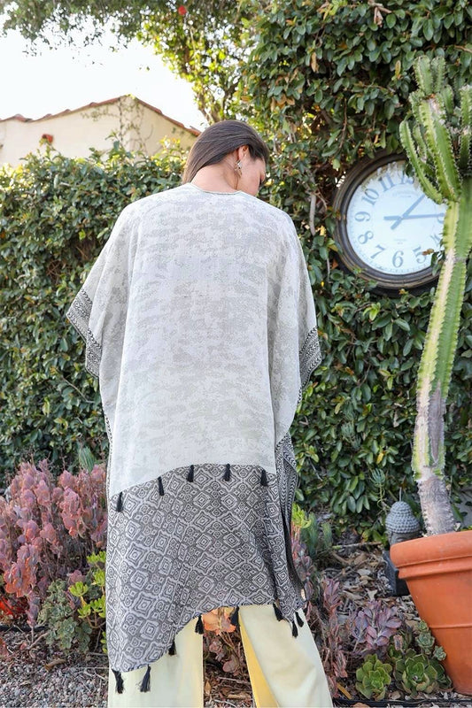 Tropical Leaves Draped Sleeve Kimono - Wear and Wander