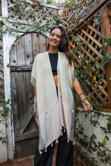 Tropical Leaves Draped Sleeve Kimono - Wear and Wander