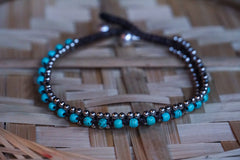 Turquoise Band Boho Silver Anklet - Wear and Wander